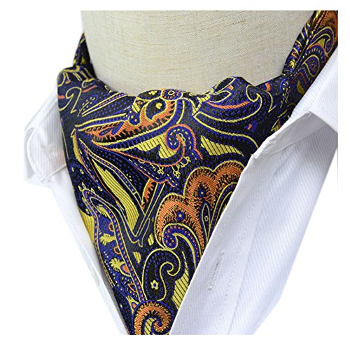Secdtie Men's Orange Yellow Silk Cravat Woven Ascot Hanky Neckties Gift Ideal 12
