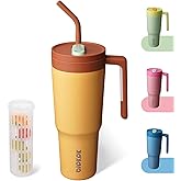 BJPKPK 40oz Tumbler With Handle And Fruit Infuser Insulated Tumblers With Lid And Straw Stainless Steel Travel Coffee Thermal Cup,Yellow