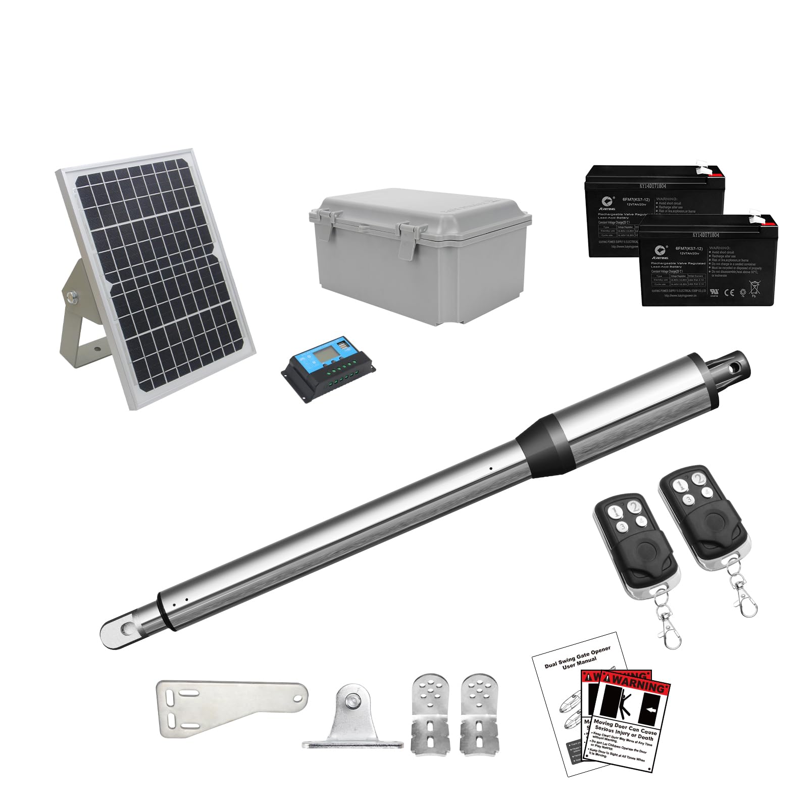 Photo 1 of JUJIANG C01 Solar Gate Opener with Batteries & Solar Panel for Single Swing Gates Up to 440lb Automatic Gate Openers with Remote Complete Kit Light Duty Automatic Gate Openers Solar Powered