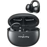 Kinglucky Upgraded Clip-On Earbuds Comfortable fit &amp; Crystal-Clear Sound, 40H Playtime Open Ear Buds Bluetooth 6.0 Wireless Headphones for Women Ideal for Small Ears,Sports,Workouts,Glasses Black