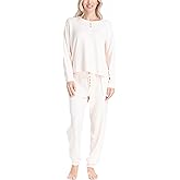 Ocean Pacific Waffle Knit Pajama Set for Women, Long Sleeve Henley and Jogger Sleep Pants