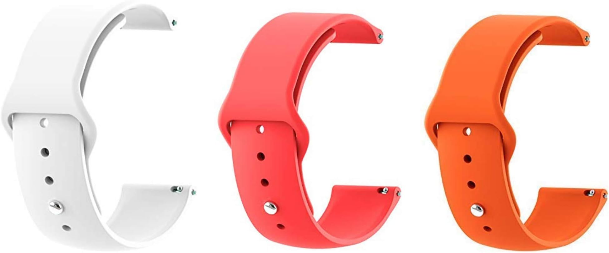 DIVERTS 20MM Soft Watch Strap Band Compatible with Bip/Lite/GTS/Samsung Gear Sport/Galaxy Watch 42mm/ Active/2 40-44mm/ Classic/Fashion Watch Strap Only 20 MM ((White/Red/Orange))
