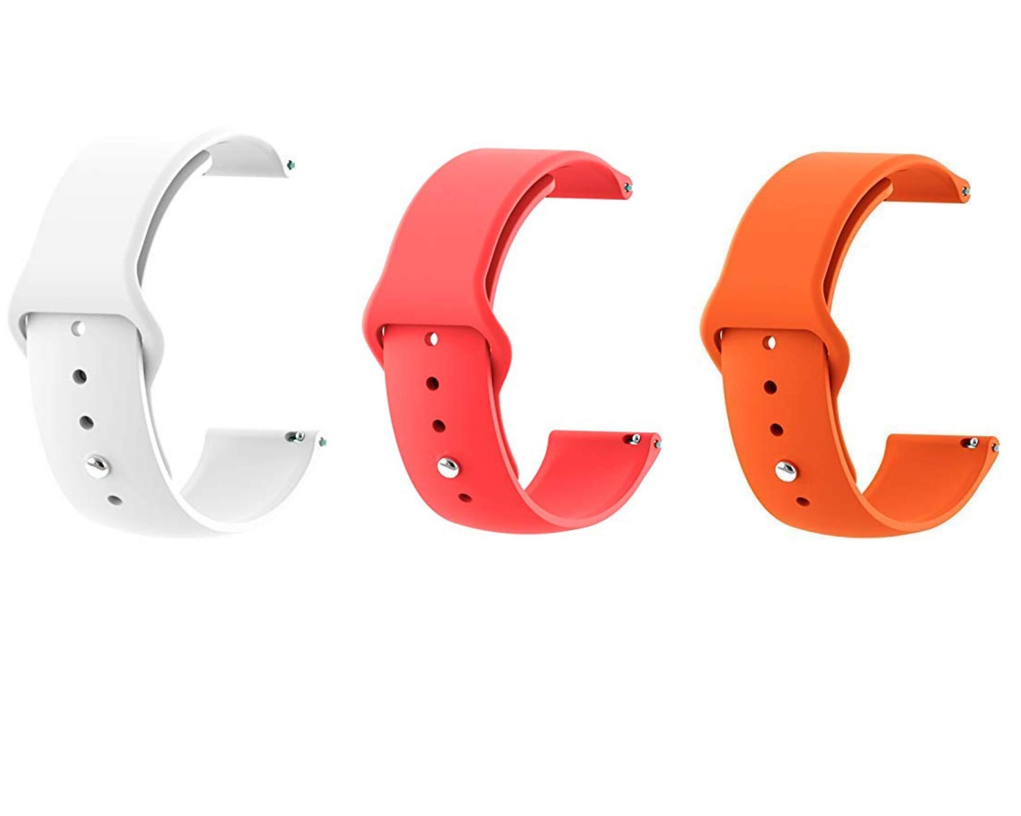 DIVERTS 20MM Soft Watch Strap Band Compatible with Bip/Lite/GTS/Samsung Gear Sport/Galaxy Watch 42mm/ Active/2 40-44mm/ Classic/Fashion Watch Strap Only 20 MM ((White/Red/Orange))