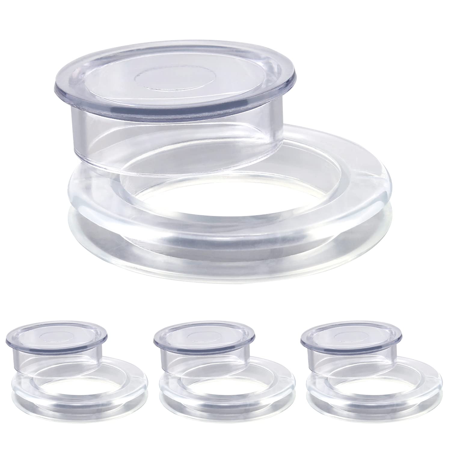 AIEX 2 Inch 4 Sets Patio Table Umbrella Hole Ring and Cap Set Silicone Transparent Including 4 Rings and 4 Stoppers