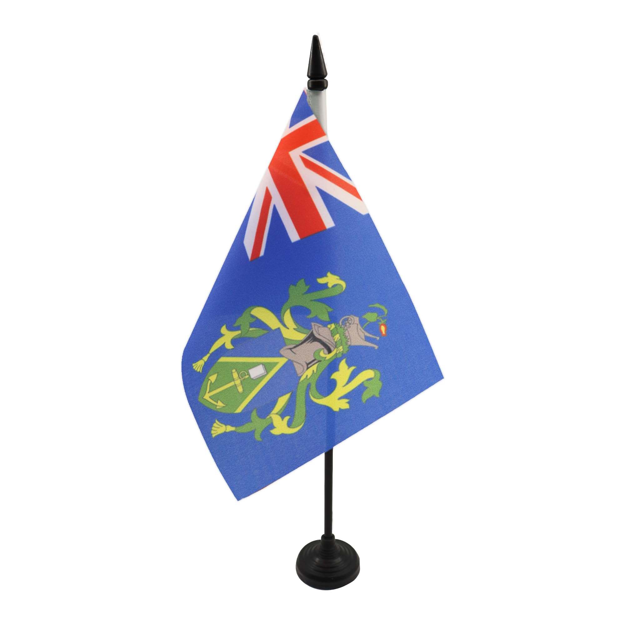 AZ FLAG Pitcairn Islands Table Flag 5'' x 8'' - Pitcairn Office Decoration 100% Polyester 21 x 14 cm - Mini Desk Flag with Pole and Black Plastic Base โ image 1