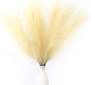 12 PCS Artificial Pampas Grass,24” Faux Reed Plumes for Home Wedding Decor Flower Arrangement and Vase Fillings