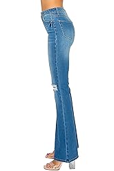 WAX JEAN Women's Destructed Flare Jeans in