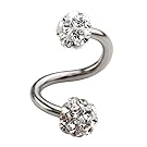 Jovivi 16 Gauge 1/4"", (6mm) Long Stainless Steel Clear Czech Crystal S Shape Twist Earring