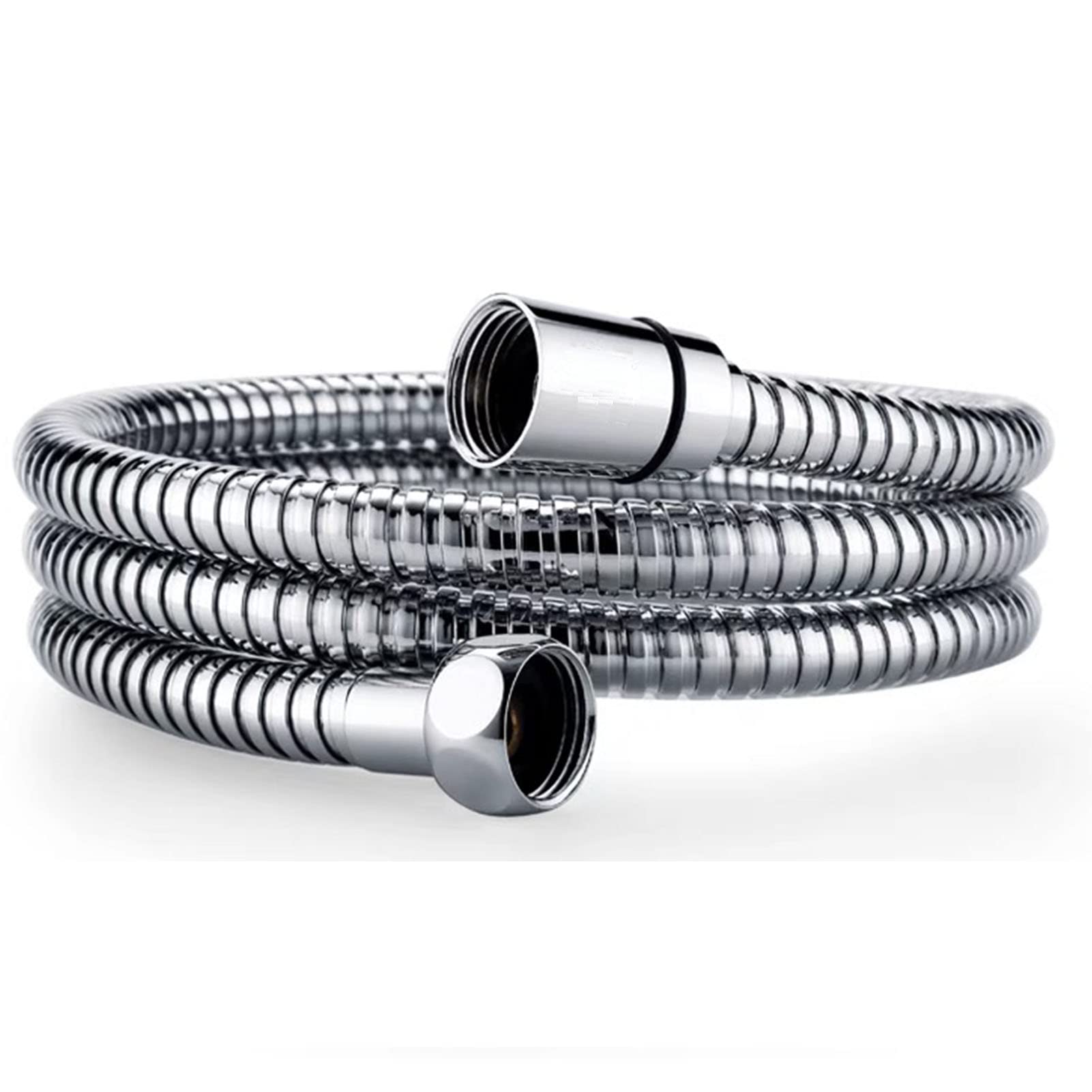 Oupukle Shower Hose 1.25M, Stainless Steel Shower Hose Encryption Replacement Replacement Shower Pipe Anti-Kink Anti-Explosion Leakproof Hose Double G1/2" Brass Core Connector (49Inch)