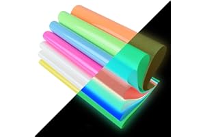 SHOYISI Heat Transfer Vinyl Glow in Dark Iron on Vinyl 9 Pack 12"x 10" PU HTV Luminous Fluorescent Color for Shirts(Glow in Dark)…