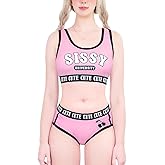 Littleforbig Unisex Cotton Camisole and Panties Sports Loungewear Bralette Set – Sissy University Bralette Set Magenta
