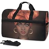 Travel Duffel Bag African American Woman Waterproof Lightweight Luggage bag for Sports, Gym, Vacation