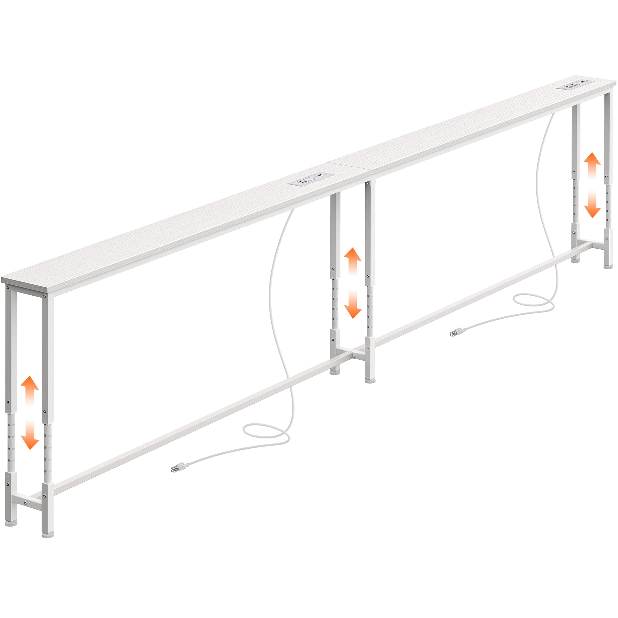 Photo 1 of *MISSING PARTS - See Clerk Notes*
Huuger 102.4 Inch Sofa Table with Power Outlets, 23.9’’-34.4’’ Height Adjustable Range, Behind Couch Table with USB-C Ports, Sofa Tables Narrow Long, Skinny Console Table, for Small Spaces, White