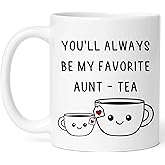 FUNITZ Gifts For Aunt, Auntie My Favorite Aunt-tea Cup, Funny Best Aunty Mug 11oz - Perfect Birthday, Christmas For Auntie From Niece, Nephew