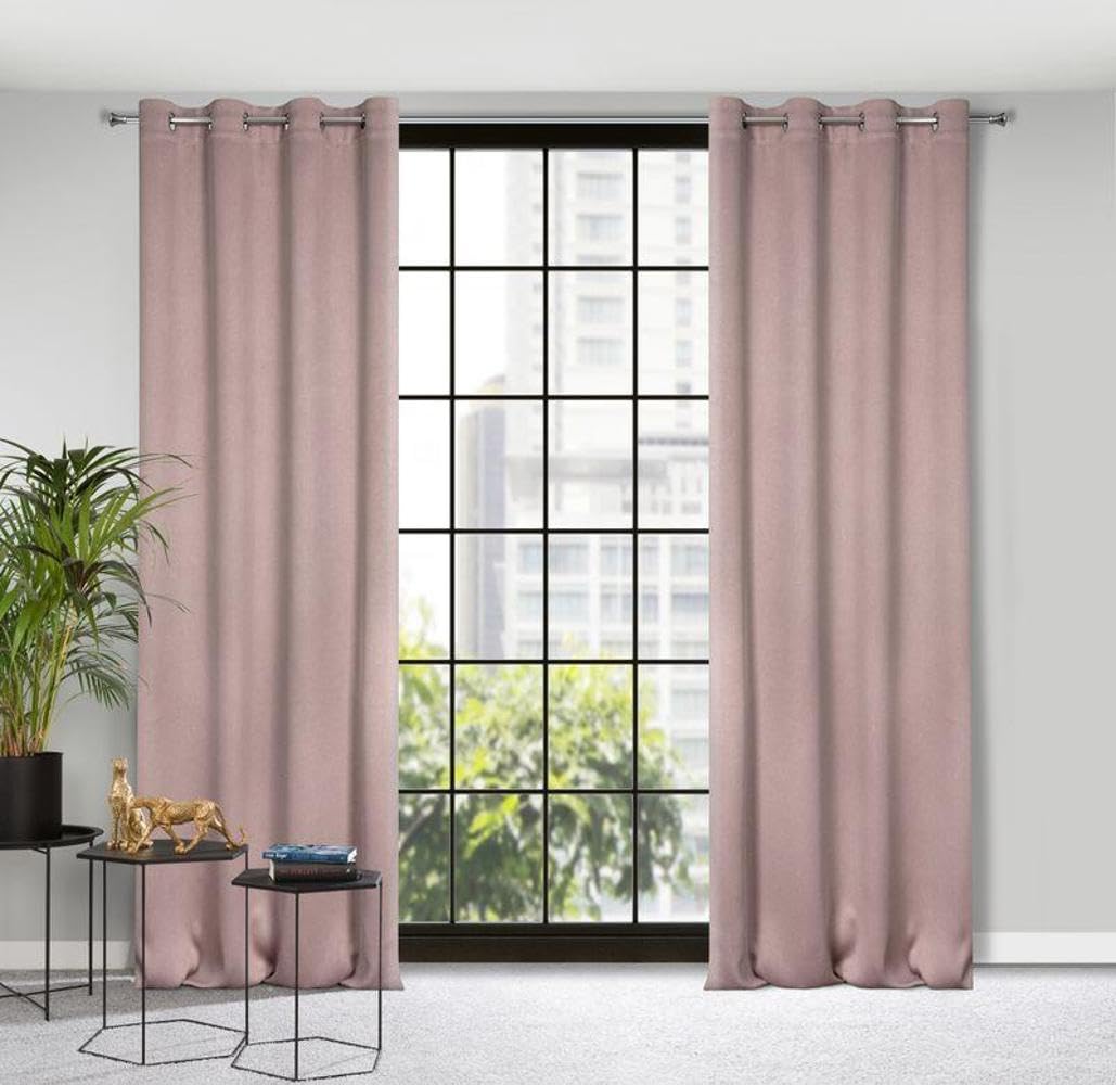 Eurofirany CARLO Extra Long Blackout Curtain with Eyelets - 1 Unit, Heavy 340g/m², Thermal Insulating Curtain, Opaque, Room Darkening, Bedroom, Living Room, W53'' x L98'', Altrosa