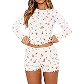 Dressmine Women Cute Pajamas Set 2 Piece Sets Casual Y2k Long Sleeve Tops Sleepwear 2026 Spring PJ Shorts Sets Clothes