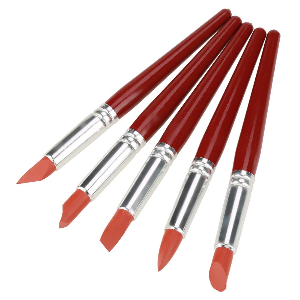 Hztyyier 5Pcs Clay Sculpting PensSilicone Colour Shaper Tool for Polymer Clay Pottery Shaping Modeling Cake Decoration Pottery Tools