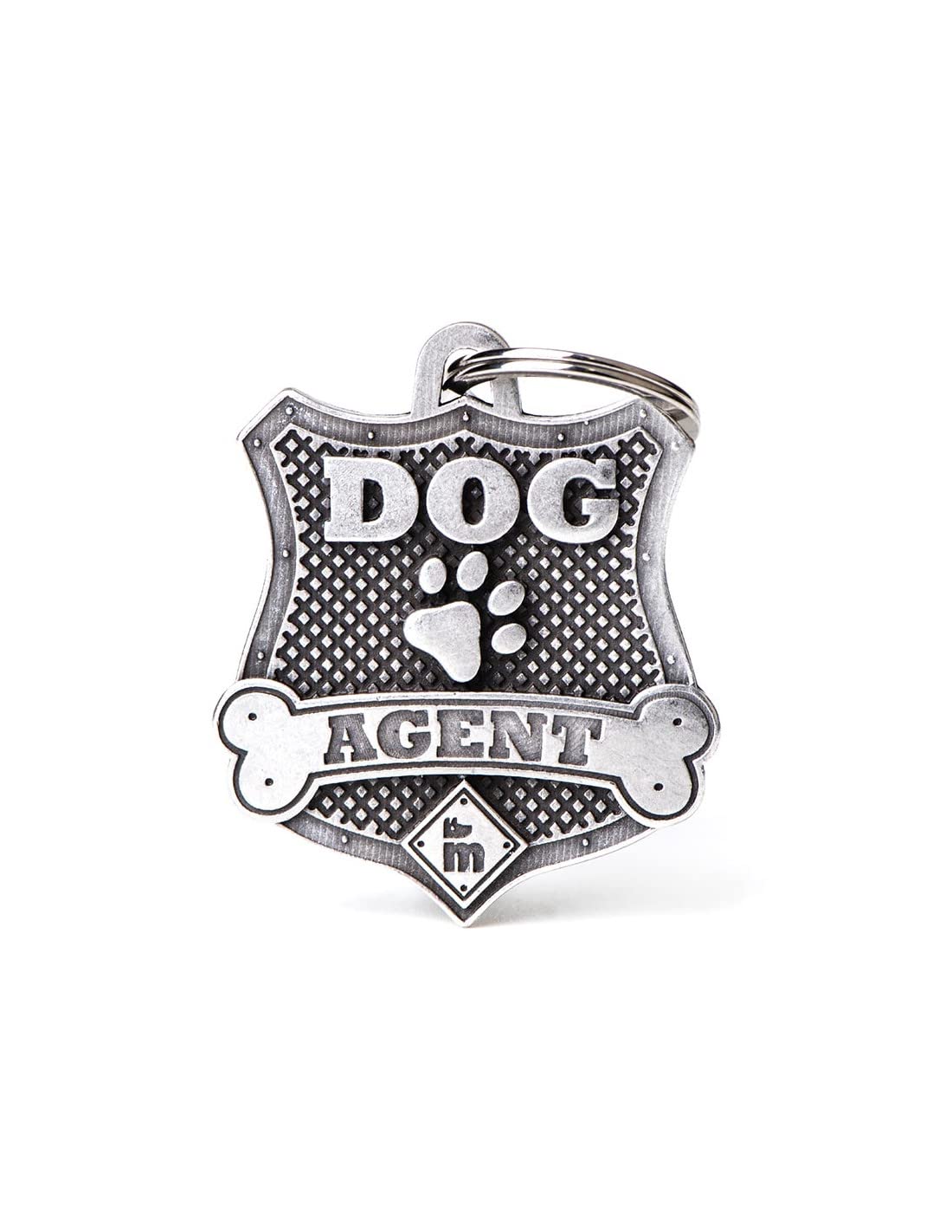 My Family Personalized Dog ID Tag, Made in Italy, Dog Agent, Free Engraved Dog Nameplate, Antique Silver, Bronx Collection