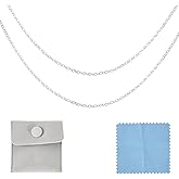Pandahall 1M 925 Sterling Silver Cable Chains Bracelet Necklace Jewelry Chains 2x1.5x0.2mm Soldered Silver Oval Link Chains for Permanent Jewelry Making with Polishing Clothe & Velvet Bags