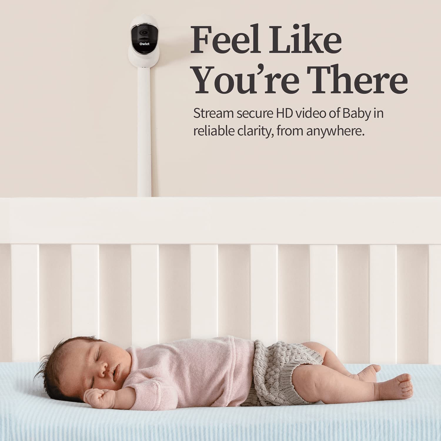 Owlet Cam Smart Video Baby Monitor with Video Camera and Audio - Secure WiFi, 1080p Night Vision, Customize Cry, Sound and Motion Alerts, 2-Way Audio, Mounting kit
