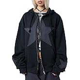 Aopwsrlyi Women's Y2K Zip Up Hoodies Gothic Vintage Graphic Print Sweatshirt Oversized Long Sleeve Casual Jackets Streetwear