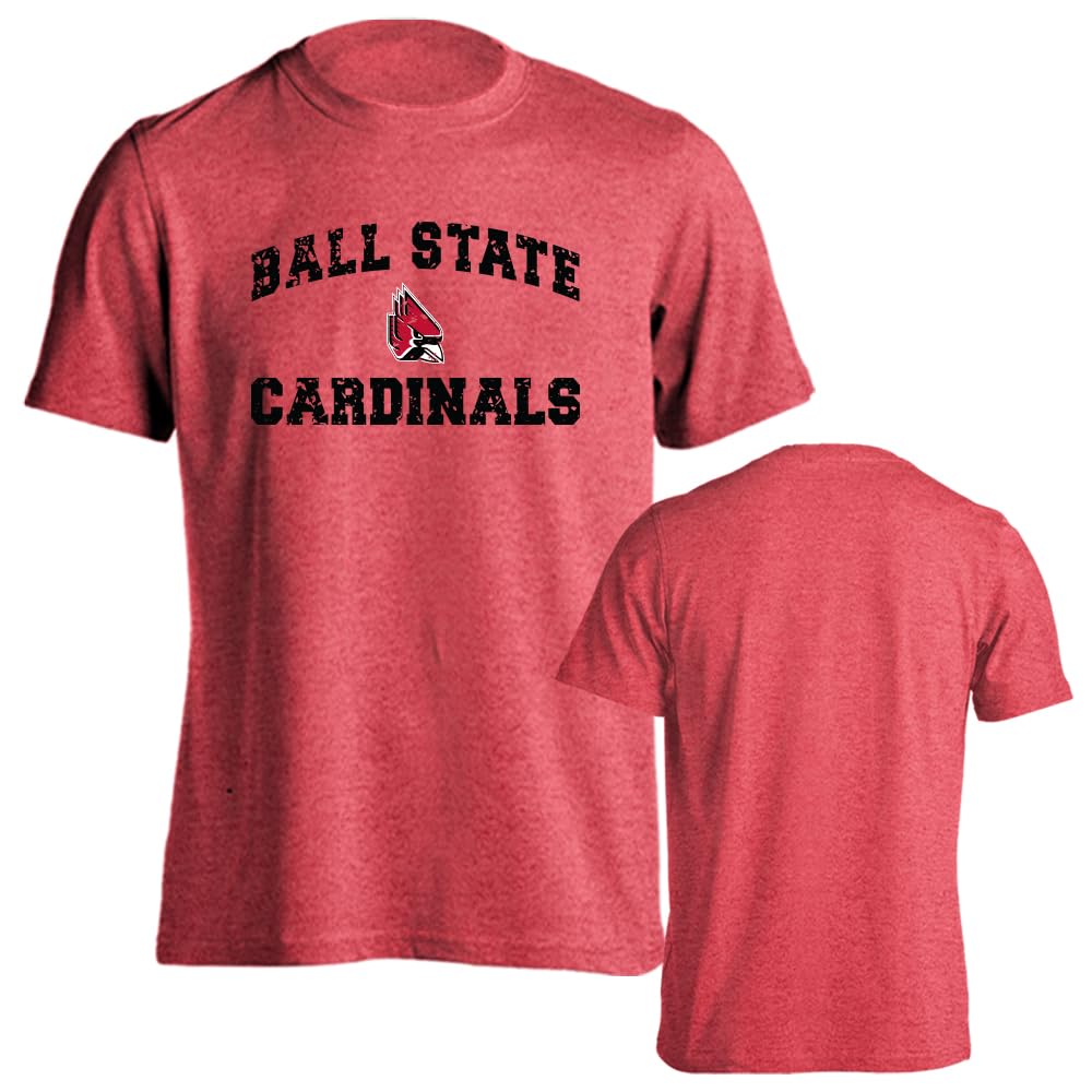 Sport Your Gear Ball State Cardinals Officially Licensed Distressed Retro Logo Short Sleeve T-Shirt Game Day Tee Spirit Wear Fan Gear Apparel Red Heather X-Large Image