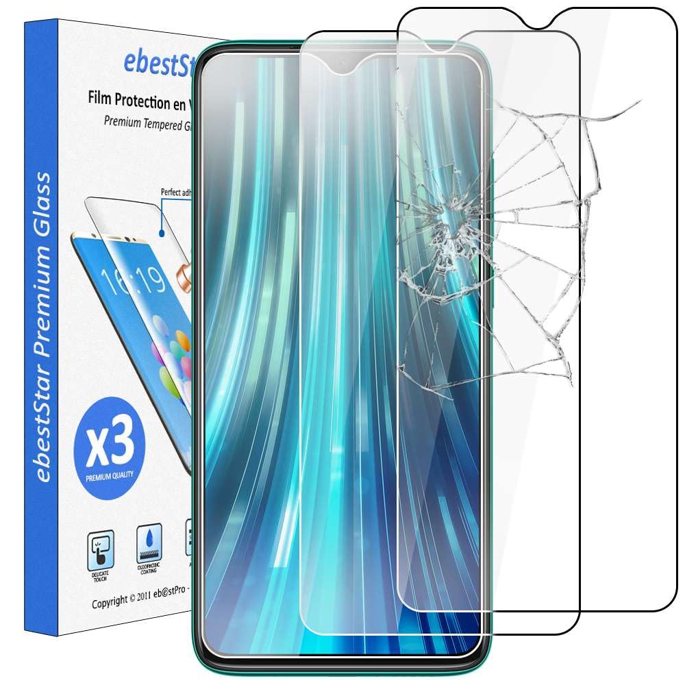ebestStar - compatible with Xiaomi Redmi Note 8 Pro Screen Protector Premium Tempered Glass [x3 Pack] Shatterproof, 9H 3D Bubble Free [Note8pro: 161.4 x 76.4 x 8.8mm, 6.53'']