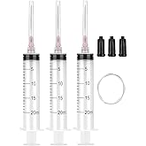 3 Pack 20ml/cc Syringes with 55.1 Inch Tube and Needle 18G 1.5”, Sterile Syringe Individually Packaged for Labs, Resin, Craft