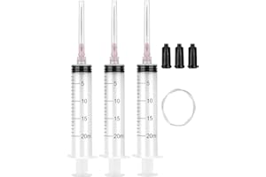 A AKRAF 3 Pack 20ml/cc Syringes with 55.1 Inch Tube and Needle 18G 1.5”, Sterile Syringe Individually Packaged for Labs, Resin, Craft, Machine Oil, Ink, Glue