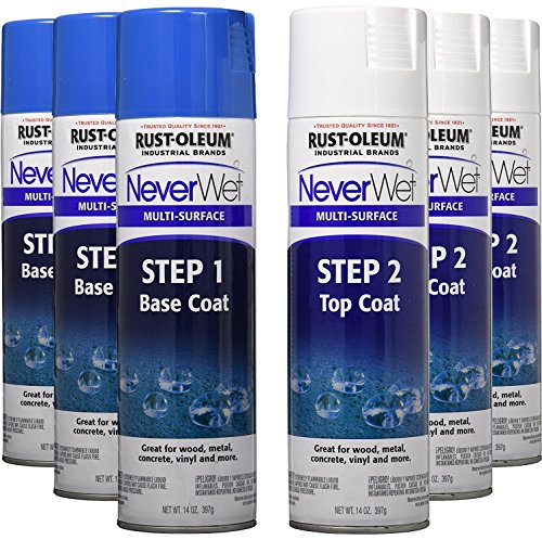 Rust-Oleum NeverWet 14-Ounce Multi Purpose Base Sealer and Top Coat 6-Can Bulk Spray Kit, Frosted Clear