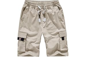 ELETOP Men's Elastic Waist Cargo Shorts Casual Big and Tall Relaxed Fit Outdoor Work Shorts