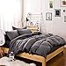 PURE ERA Jersey Knit Duvet Cover Set 100% T-Shirt Heather Cotton Super Soft Comfy Classic Striped Design, with Zipper Closure, Charcoal Dark Grey Stripe, King