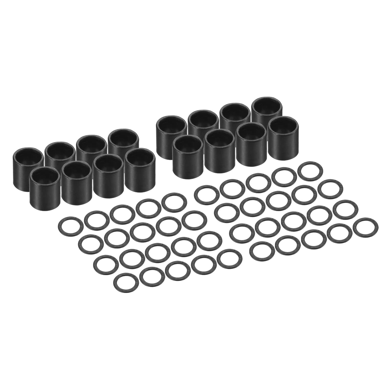 PATIKIL Skateboard 16 Bearing Spacers and 40 Washers Set, Long Plate Speed Washers Scooter Axle Replacement Accessories for Skateboard Longboard Bearings, Trucks and Wheels, Black