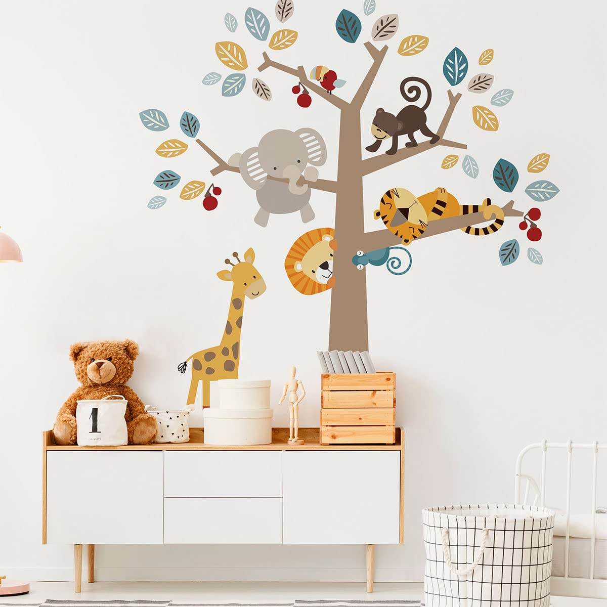 Children's Wall Stickers - Baby Room Decoration - Wall Sticker - Jungle Animals in The Woods - H90 x L60 cm