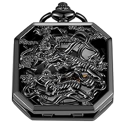 Whodoit Square Mechanical Pocket Watch Men's Black