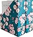 Blu Monaco Foldable Magazine File Holder with Gold Label Holder - Set of 2 Cardboard Magazine File Boxes - Floral and Teal Desk Organizers and Accessories…