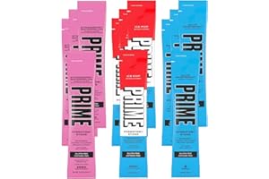 QT LIMITED Prime Hydration+ Drink Sticks Variety Pack - ICE POP, BLUE RASPBERRY, STRAWBERRY WATERMELON | Electrolyte Drink Mix | Easy Open Single-Serving Sticks | Caffeine Free, Gluten Free (9 Count Assortment)