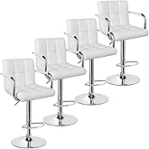 Yaheetech Bart Stools Set of 4, PU Leather Adjustable Barstools with Armrest, Counter Height Stool Chairs with Thickened Seat