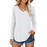 Amoretu Women V Neck T-Shirt Casual Short Sleeve Plain Tee Shirts Blouses