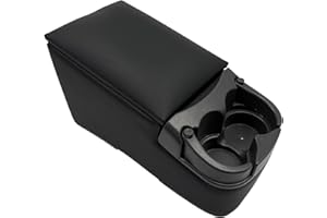 LOOYE Black Universal Truck Bench Seat Console with Cup Holders