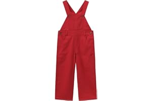 Boys Red Overalls, Kids Classic Bib Overalls with Snap Closure, Size 6