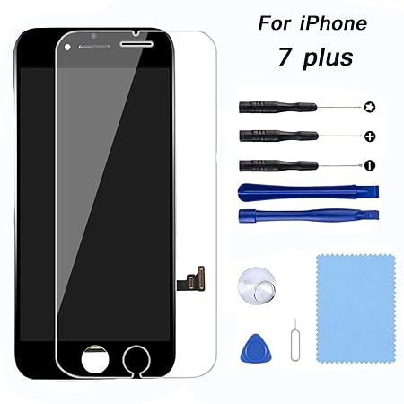 QCDJ Kompatible with iPhone 7 Plus Display Ersatz Set Schwarz,eine illustrierten Reparaturanleitung & Komplettes Kostenlose W