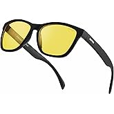 Jefoo Night Driving Glasses for Men Women Anti Glare Night Vision Glasses Polarized HD Yellow Lens with UV Protection