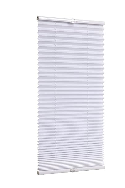 TEXMAXXX Plisseerollo ohne Bohren in Weiss mit Weissen Leisten, Plissee Klemmfix Breite x Länge 40 x 130 cm - inkl. Zubehör