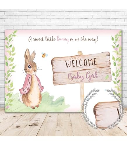 Cartel De Bautizo Personalizado Con Diseño De Peter Rabbit Para Fiesta, 4 Pies, Grande, 4 Pies X 2 Pies, Decoración De Fiesta De Bautismo, Cualquier