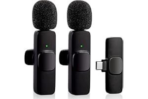 VMKLY ISAIBELL Wireless Lavalier Microphone for Type-C Phone, Plug-Play Wireless Mic with 2 Microphone for USB-C Android Phone Video Recording, Interview, Vlog, Auto Sync and Noise Reduction