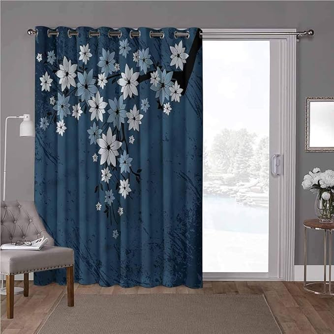 YUAZHOQI cortinas aisladas para puerta corredera, florecimiento