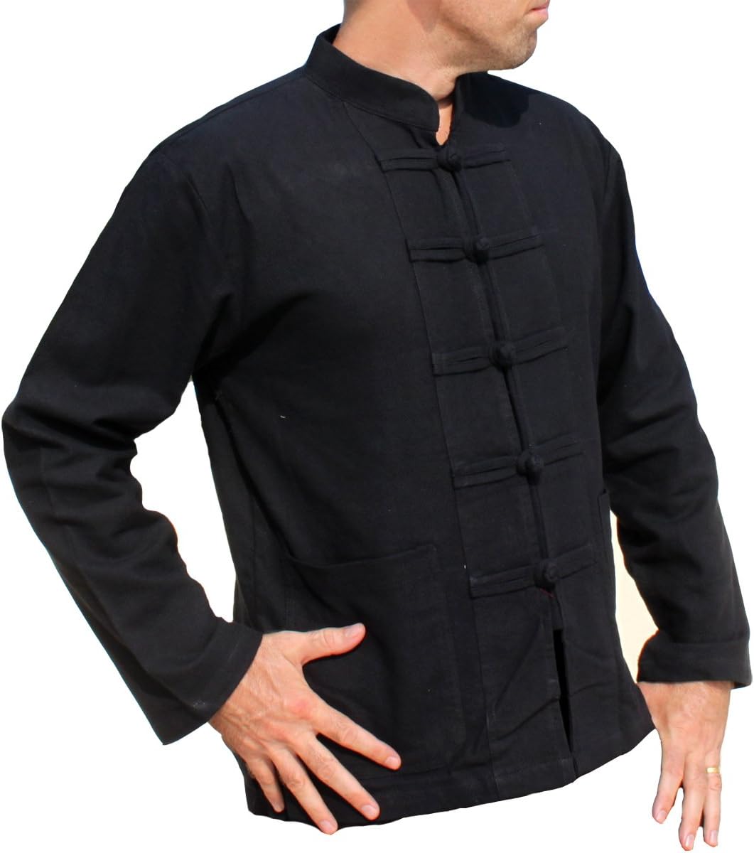 RaanPahMuangThick Muang Cotton Chinese Jacket Shirt Mandarin Frog Button Front