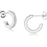 Limerencia Hypoallergenic G23 Pure Titanium Small Open C Hoop Earrings, F136 Implant Grade Lightweight Cubic Zirconia/Opal Cuff Huggie Earrings for Women Sensitive Ears
