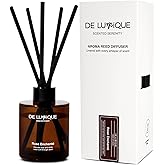 De Lumique Room Scent Diffuser with Reed Diffuser Oil – Rose, Peony, Raspberry, and White Cedar – Long-Lasting Alcohol-Free Aromatherapy for Home, Bathroom, Bedroom & Living Room – 150ml